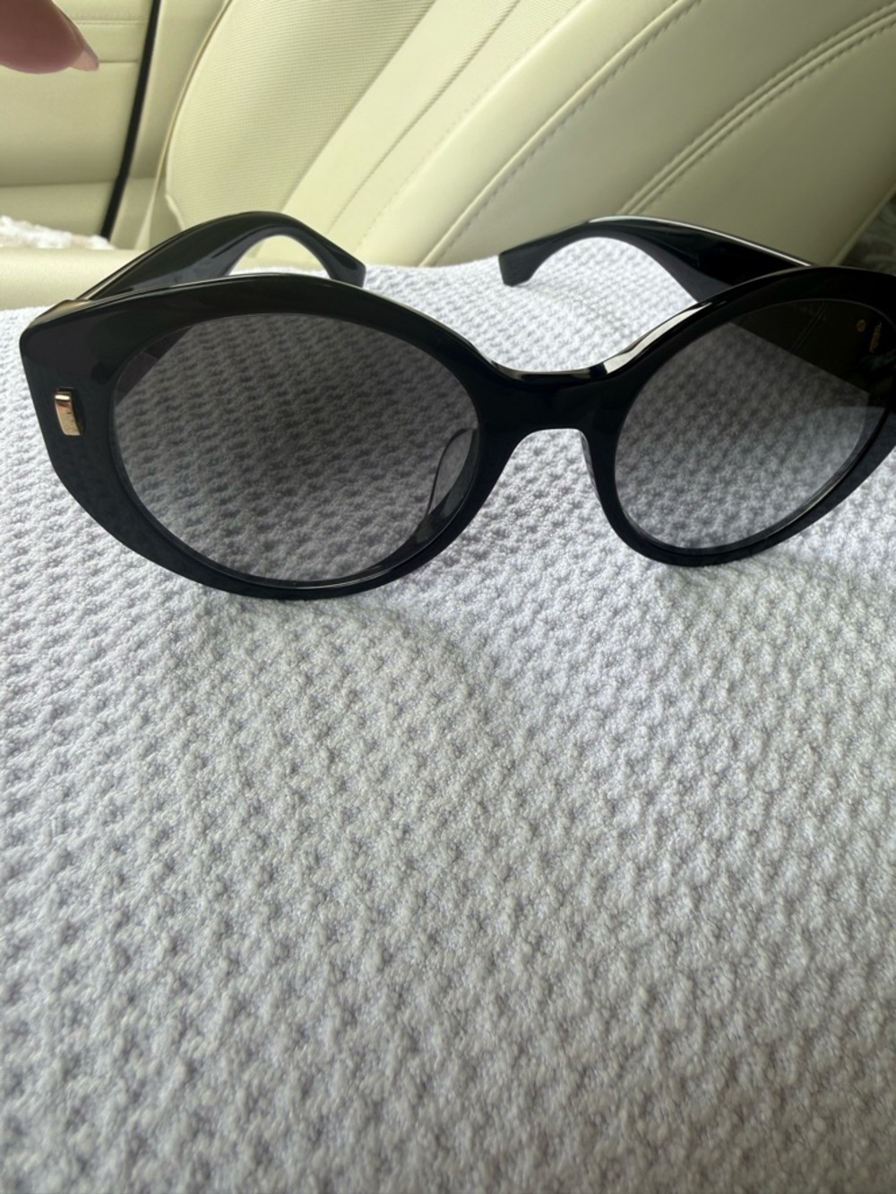 Fendi Black Round Women's Sunglasses with Gold Accents